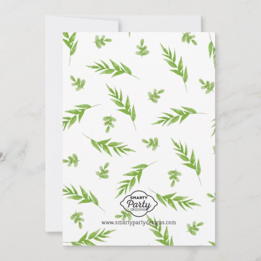 ああベビー!グリーンフローラ熱帯ベビーシャワー招待状 招待状 (裏面)