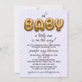 ああベビー!ゴールドフォイルバルーンニュートラルベビーシャワー 招待状 (正面)