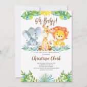 ああベビー!ジャングルサファリかわいいベビーシャワー 招待状 (正面)