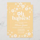 ああベビー!デイジーイエローベビーシャワー 招待状 (正面/裏面)