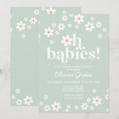 ああベビー!デイジーグリーンベビーシャワー 招待状 (正面/裏面)