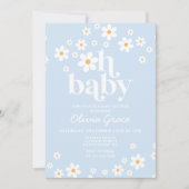 ああベビー!デイジー淡い色のブルーベビーシャワー 招待状 (正面)