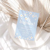 ああベビー!デイジー淡い色のブルーベビーシャワー 招待状
