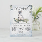 ああベビー!ハスキーな水彩犬の赤ちゃんシャワー 招待状 (スタンド正面)