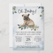 ああベビー!パグ子犬の赤ちゃんシャワー 招待状 (正面)