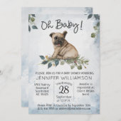 ああベビー!パグ子犬の赤ちゃんシャワー 招待状 (正面/裏面)