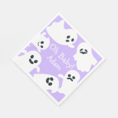 ああベビー!パープル&ホワイトハロウィーン秋ベビーシャワー スタンダードランチョンナプキン (角)