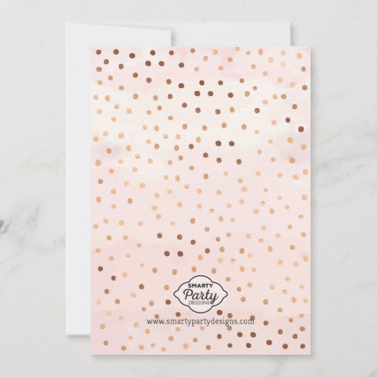 ああベビー!ピンクの水彩と金箔のベビーシャワー 招待状 (裏面)