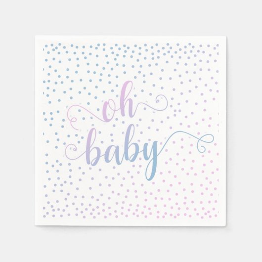 「ああベビー!」 ピンクブルー紙吹雪男女兼用、 スタンダードカクテルナプキン (正面)