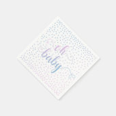 「ああベビー!」 ピンクブルー紙吹雪男女兼用、 スタンダードカクテルナプキン (角)