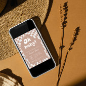 ああベビー!ピンク市松模様に |ギンガム |ベビーシャワーI 招待状