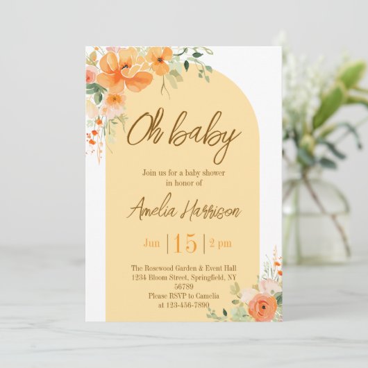 ああベビー!フローラエレガントベビーシャワー招待状 招待状 (スタンド正面)