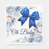 ああベビー!フローラブルーボウエレガントベビーシャワー スタンダードランチョンナプキン (正面)