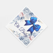 ああベビー!フローラブルーボウエレガントベビーシャワー スタンダードランチョンナプキン (角)