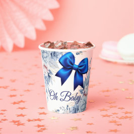 ああベビー!フローラブルーボウエレガントベビーシャワー 紙コップ