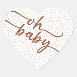 "ああベビー"ブラウンスクリプト&ベージュドットベビーシャワー ハートシール