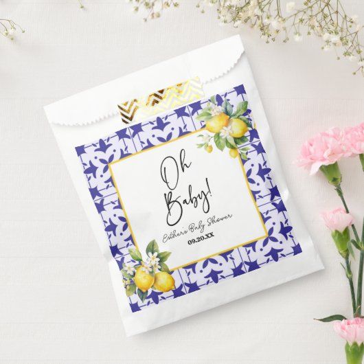 ああベビー!ブルータイル地中海のレモン赤ちゃんシャワー フェイバーバッグ (封をした状態)