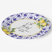 ああベビー!ブルータイル地中海のレモン赤ちゃんシャワー ペーパープレート (アングル)