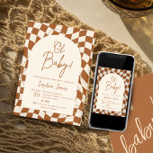 ああベビー!ボホ市松模様に |ギンガム |ベビーシャワーI 招待状