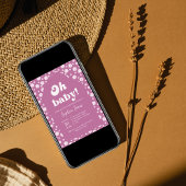 ああベビー!マーブピンク市松模様にのギンガムベビーシャワー 招待状