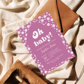 ああベビー!マーブピンク市松模様にのギンガムベビーシャワー 招待状