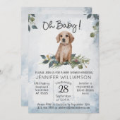 ああベビー!レトリエバーパピードッグベビーシャワー 招待状 (正面/裏面)