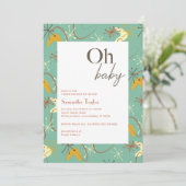 "ああベビー"世紀中頃の赤モダンちゃんシャワー 招待状 (スタンド正面)