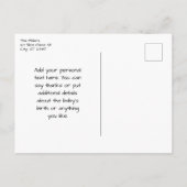 ああベビー!写真モダンの誕生のお知らせ ポストカード (裏面)