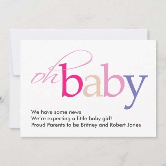 ああベビー!妊娠の発表 案内状 (正面)