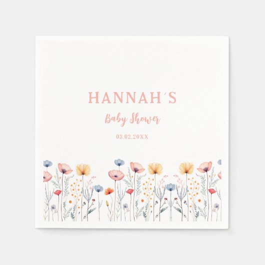 ああベビー!新生の野草 |白い赤ちゃんシャワー スタンダードカクテルナプキン (正面)