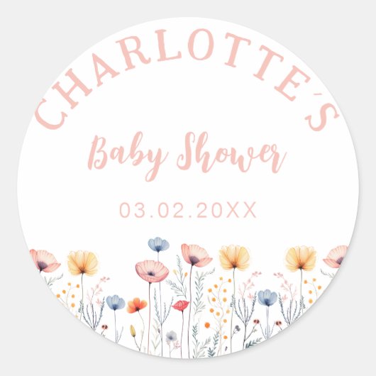 ああベビー!新生の野草 |白い赤ちゃんシャワー ラウンドシール (正面)