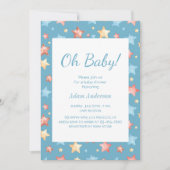 ああベビー!星空の赤ちゃんシャワー – 男の子の赤ちゃんシャワー 招待状 (正面)