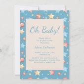 ああベビー!星空の赤ちゃんシャワー – 男の子の赤ちゃんシャワー 招待状 (正面)