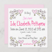 ああベビー!春お洒落生誕発表 案内状 (正面/裏面)