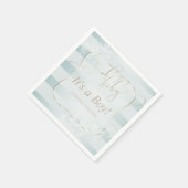 ああベビー!書道オンブレティール(緑がかった色)ブルーストライプズ スタンダードカクテルナプキン (角)