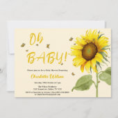 ああベビー!水彩ひまわり赤ちゃんシャワー 招待状 (正面)