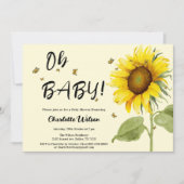 ああベビー!水彩ひまわり赤ちゃんシャワー 招待状 (正面)