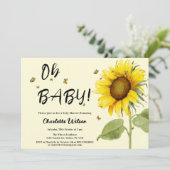 ああベビー!水彩ひまわり赤ちゃんシャワー 招待状 (スタンド正面)