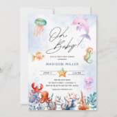 ああベビー!海獣 |海をテーマにしたベビーシャワー 招待状 (正面)