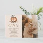 ああベビー!秋カボチャ秋の赤ちゃんシャワー写真 招待状 (スタンド正面)