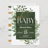 ああベビー!緑の水の色のベビーシャワー 招待状 (正面/裏面)