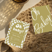 ああベビー!緑市松模様に |ギンガム |赤ちゃんシャワー 招待状