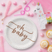 "ああベビー"茶色のスクリプト赤ちゃんシャワー ペーパープレート (パーティー)