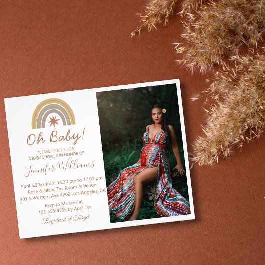 ああベビー、赤ちゃんシャワーミニマル写真の招待 チラシ