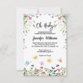 ああベビー、赤ちゃんシャワー水色ワイルドフラワースタイリッシュ 招待状 (正面)
