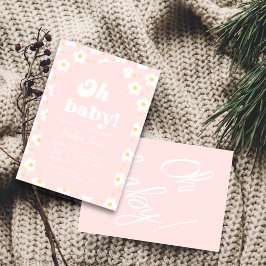 ああベビー!赤面ピンクフローラベビーシャワー招待状 招待状