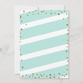 ああベビー、金ゴールドとミント赤ちゃんシャワー招待 招待状 (裏面)