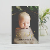 ああベビー!金ゴールドフェイクフォイル誕生のお知らせ 案内状 (スタンド正面)