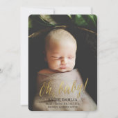 ああベビー!金ゴールドフェイクフォイル誕生のお知らせ 案内状 (正面)