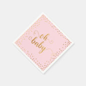 "ああベビー"金フェイク箔紙吹雪ピンク赤ちゃんシャワー スタンダードカクテルナプキン (角)